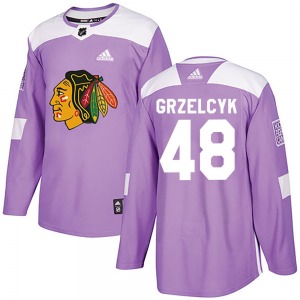 Adult Authentic Chicago Blackhawks Matt Grzelcyk Purple Fights Cancer Practice Official Adidas Jersey