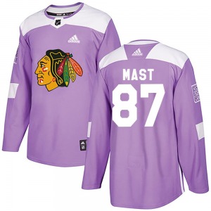 Adult Authentic Chicago Blackhawks Ryan Mast Purple Fights Cancer Practice Official Adidas Jersey