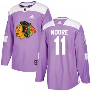 Adult Authentic Chicago Blackhawks Oliver Moore Purple Fights Cancer Practice Official Adidas Jersey
