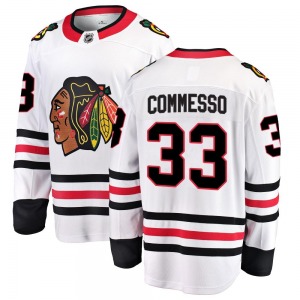 Youth Breakaway Chicago Blackhawks Drew Commesso White Away Official Fanatics Branded Jersey