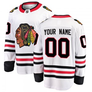 Youth Breakaway Chicago Blackhawks Custom White Custom Away Official Fanatics Branded Jersey