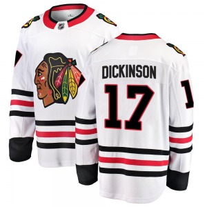 Youth Breakaway Chicago Blackhawks Jason Dickinson White Away Official Fanatics Branded Jersey