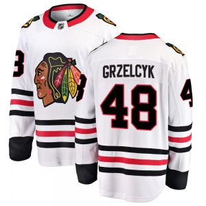 Youth Breakaway Chicago Blackhawks Matt Grzelcyk White Away Official Fanatics Branded Jersey