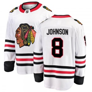 Youth Breakaway Chicago Blackhawks Jack Johnson White Away Official Fanatics Branded Jersey