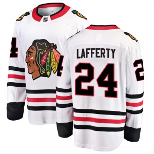 Youth Breakaway Chicago Blackhawks Sam Lafferty White Away Official Fanatics Branded Jersey