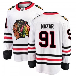 Youth Breakaway Chicago Blackhawks Frank Nazar White Away Official Fanatics Branded Jersey