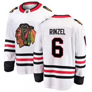 Youth Breakaway Chicago Blackhawks Sam Rinzel White Away Official Fanatics Branded Jersey