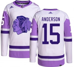 Youth Authentic Chicago Blackhawks Joey Anderson Hockey Fights Cancer Official Adidas Jersey