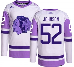 Youth Authentic Chicago Blackhawks Reese Johnson Hockey Fights Cancer Official Adidas Jersey