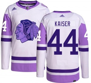 Youth Authentic Chicago Blackhawks Wyatt Kaiser Hockey Fights Cancer Official Adidas Jersey