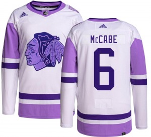 Youth Authentic Chicago Blackhawks Jake McCabe Hockey Fights Cancer Official Adidas Jersey