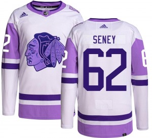 Youth Authentic Chicago Blackhawks Brett Seney Hockey Fights Cancer Official Adidas Jersey