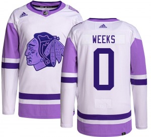 Youth Authentic Chicago Blackhawks Mitchell Weeks Hockey Fights Cancer Official Adidas Jersey