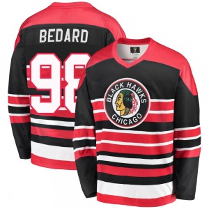 Youth Premier Chicago Blackhawks Connor Bedard Red/Black Breakaway Heritage Official Fanatics Branded Jersey