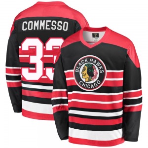 Youth Premier Chicago Blackhawks Drew Commesso Red/Black Breakaway Heritage Official Fanatics Branded Jersey