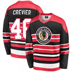 Youth Premier Chicago Blackhawks Louis Crevier Red/Black Breakaway Heritage Official Fanatics Branded Jersey